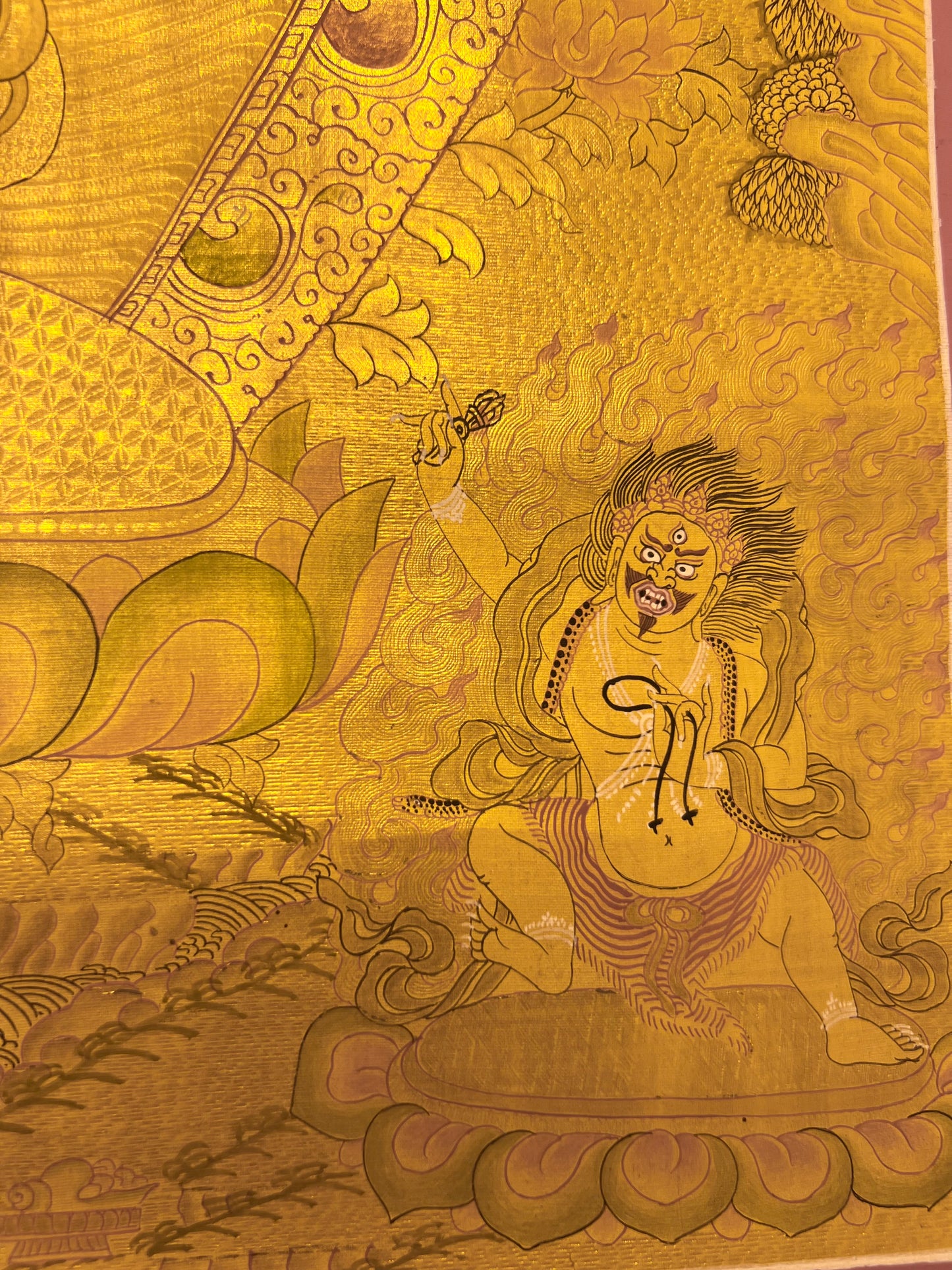 Thousand Armed Avalokiteshvara Gold Black Unbrocaded Thangka