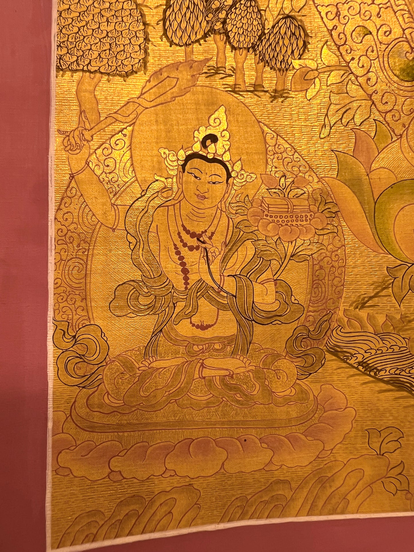 Thousand Armed Avalokiteshvara Gold Black Unbrocaded Thangka