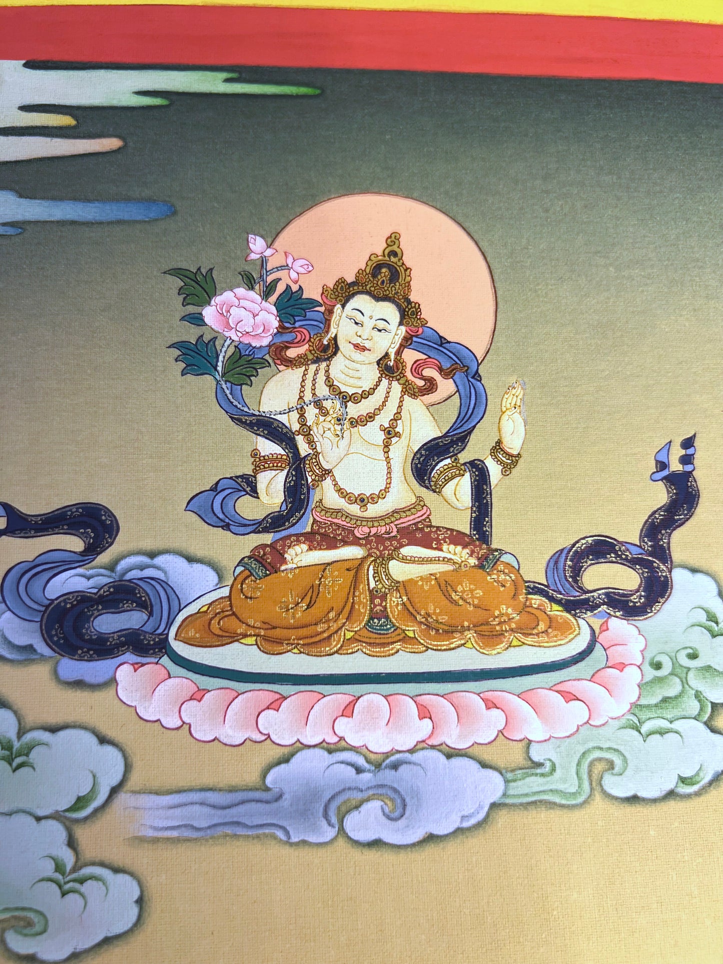 Green Tara With Saraswati And Dhukar Unbrocaded Thangka