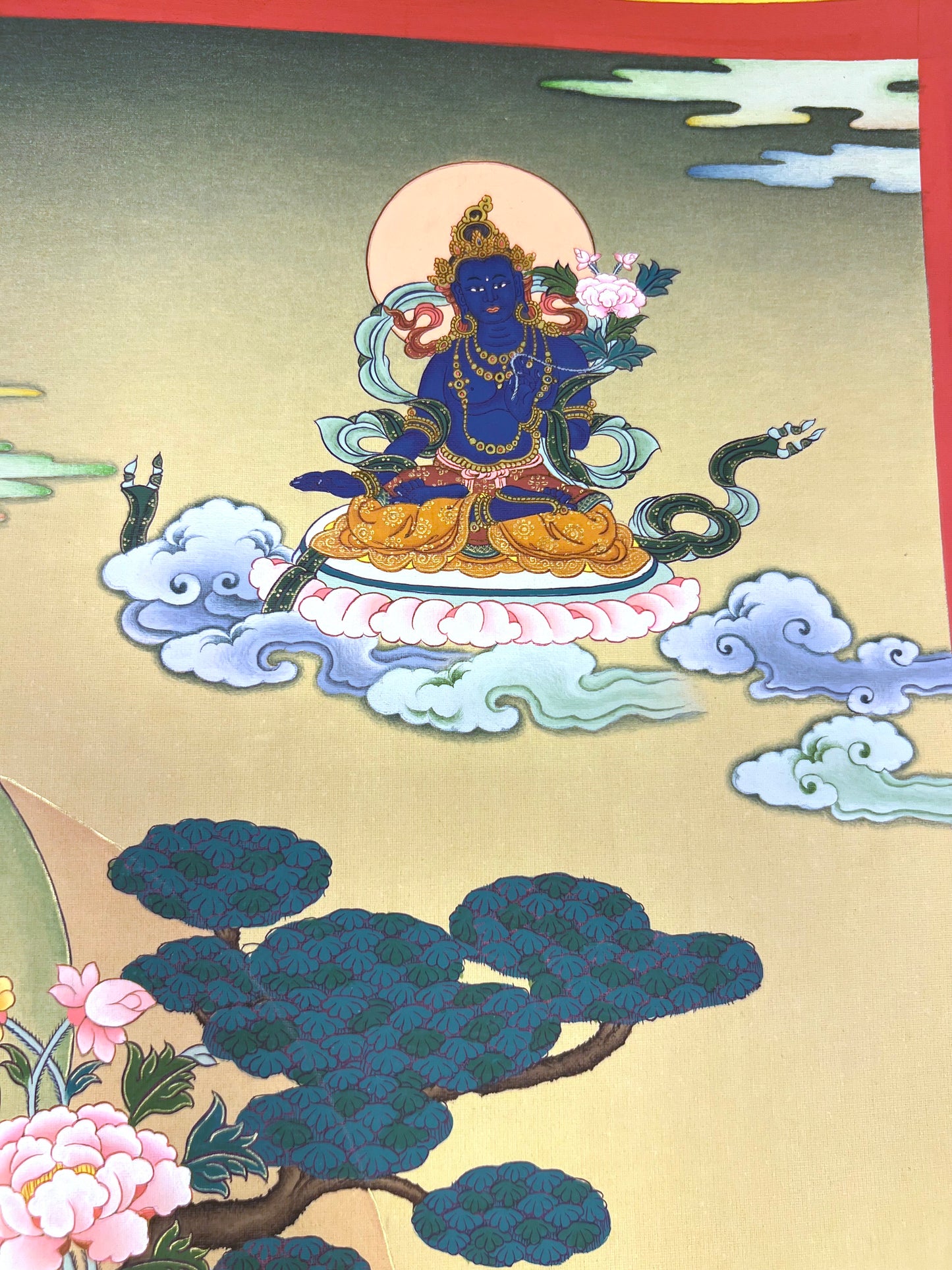 Green Tara With Saraswati And Dhukar Unbrocaded Thangka