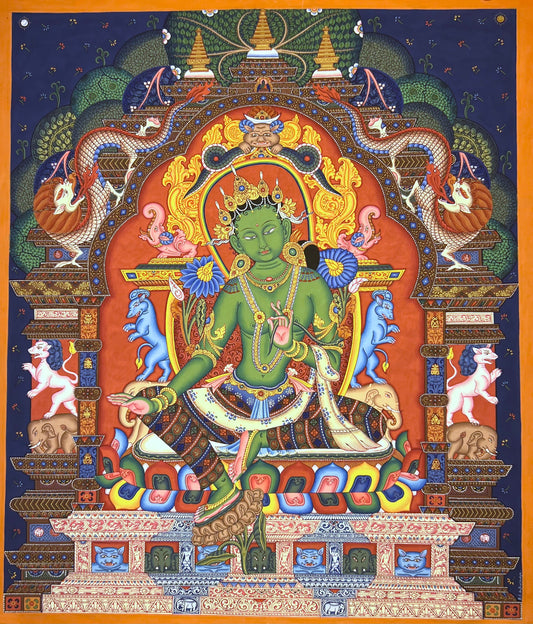 Green Tara Newari Thangka