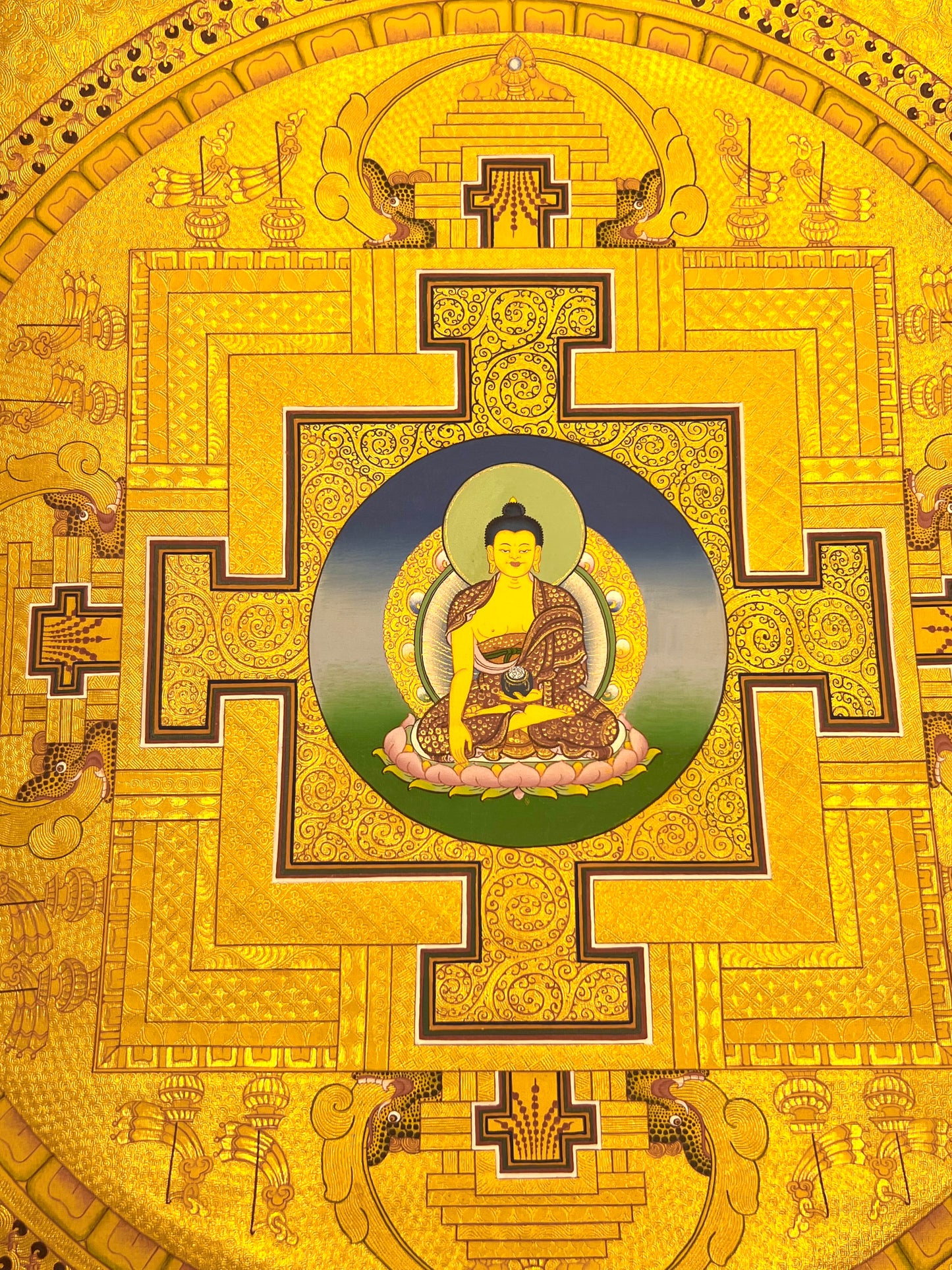 Shakyamuni Gold Mandala Unbrocaded Thangka