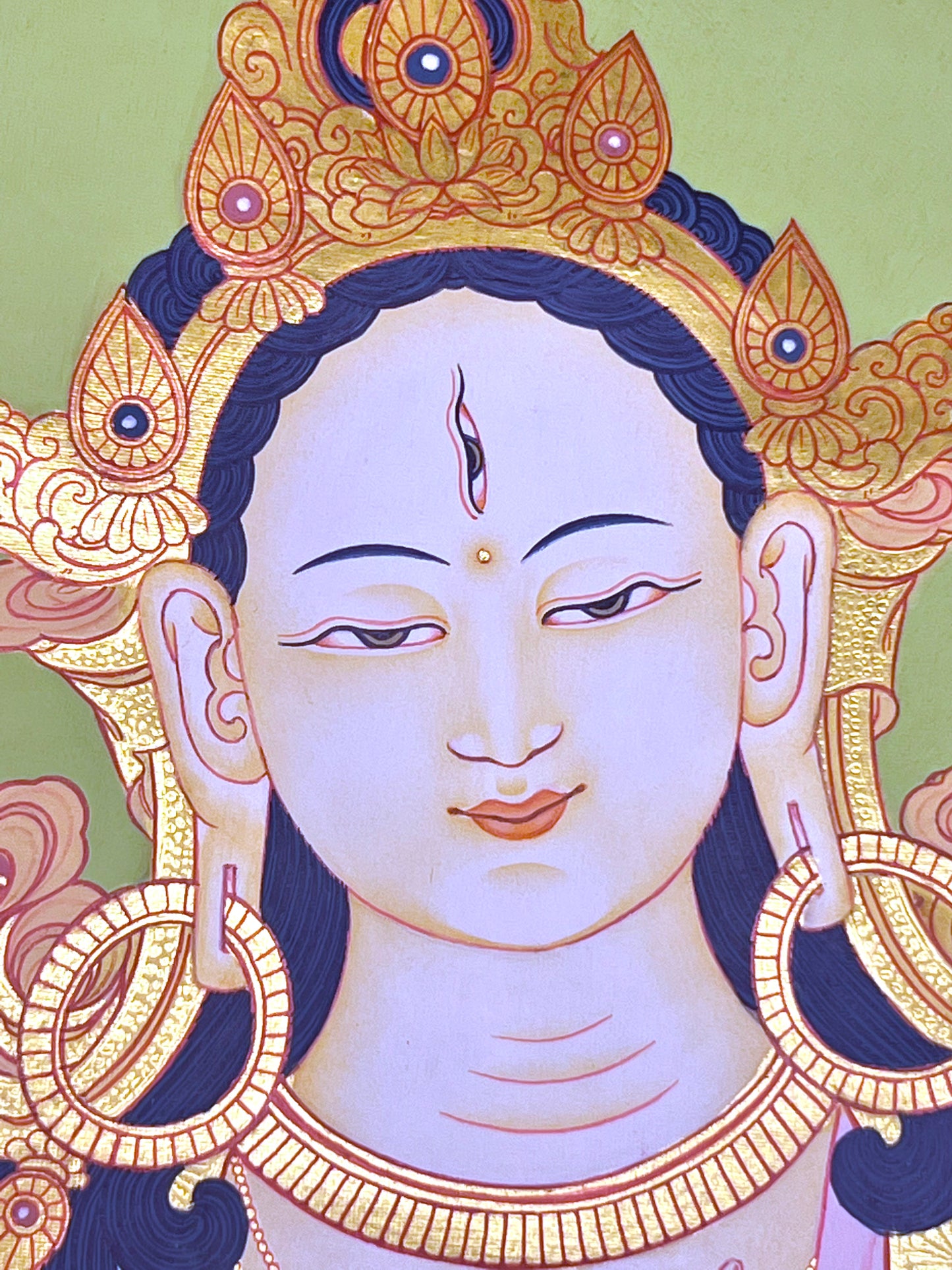 White Tara Long Life Shakyamuni Unbrocaded Thangka