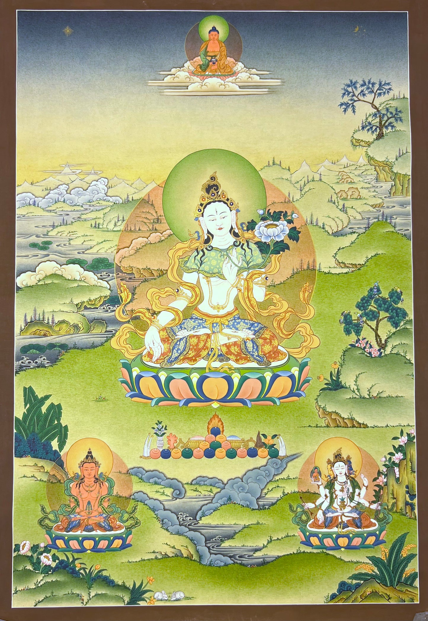 White Tara Karma Gadri Long Life Unbrocaded Thangka