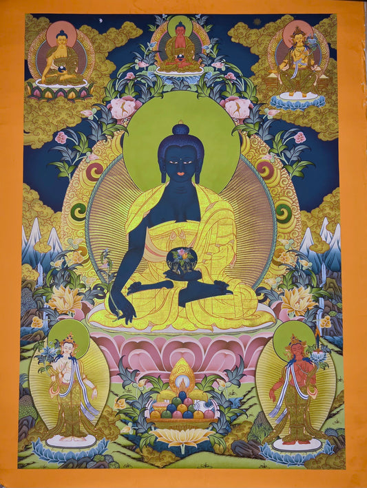 Medicine Buddha Unbrocaded Thangka