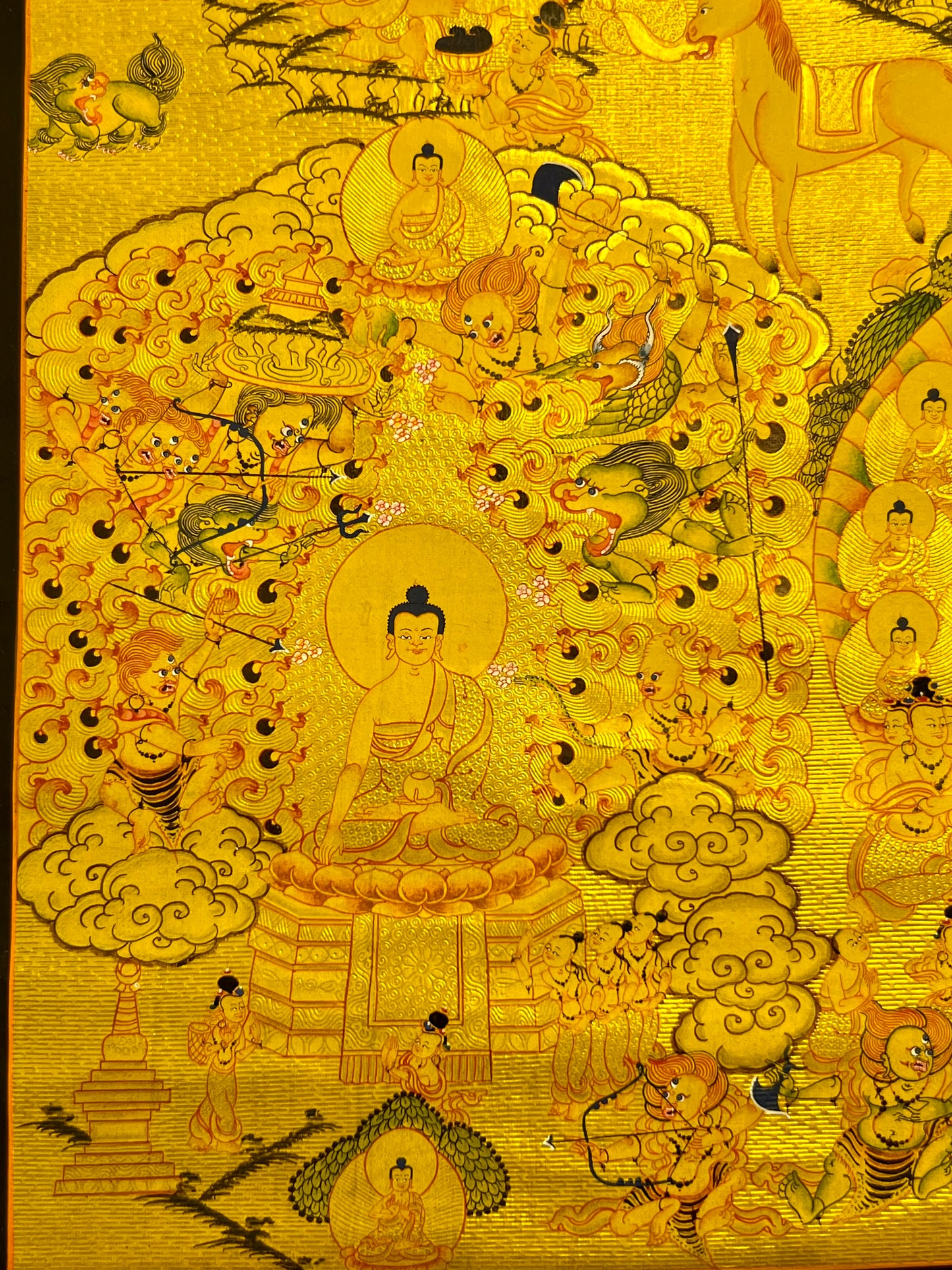 Shakyamuni Life Story Golden Unbrocaded Thangka