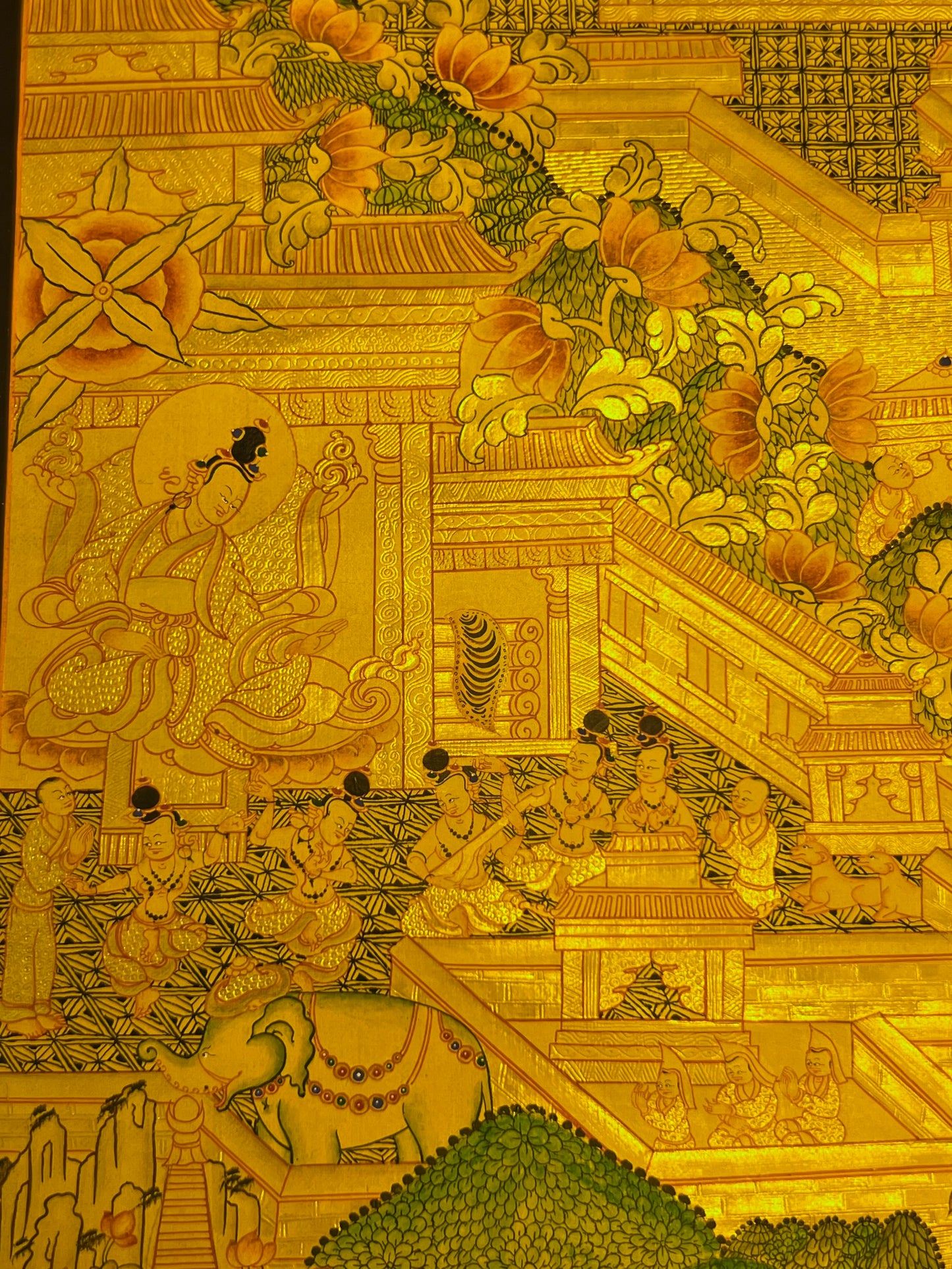 Shakyamuni Life Story Golden Unbrocaded Thangka