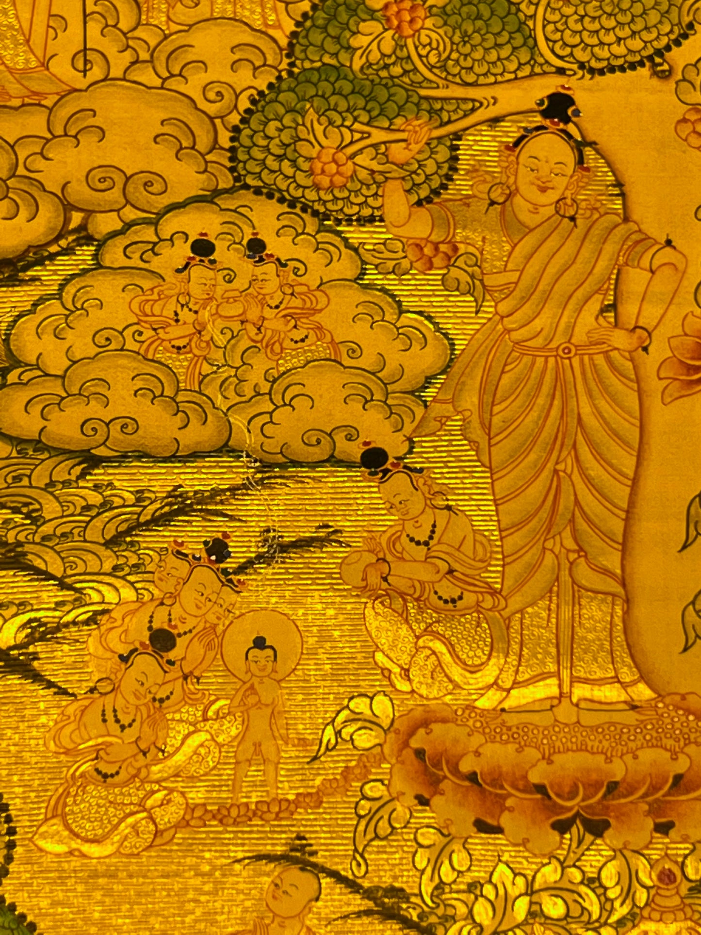 Shakyamuni Life Story Golden Unbrocaded Thangka