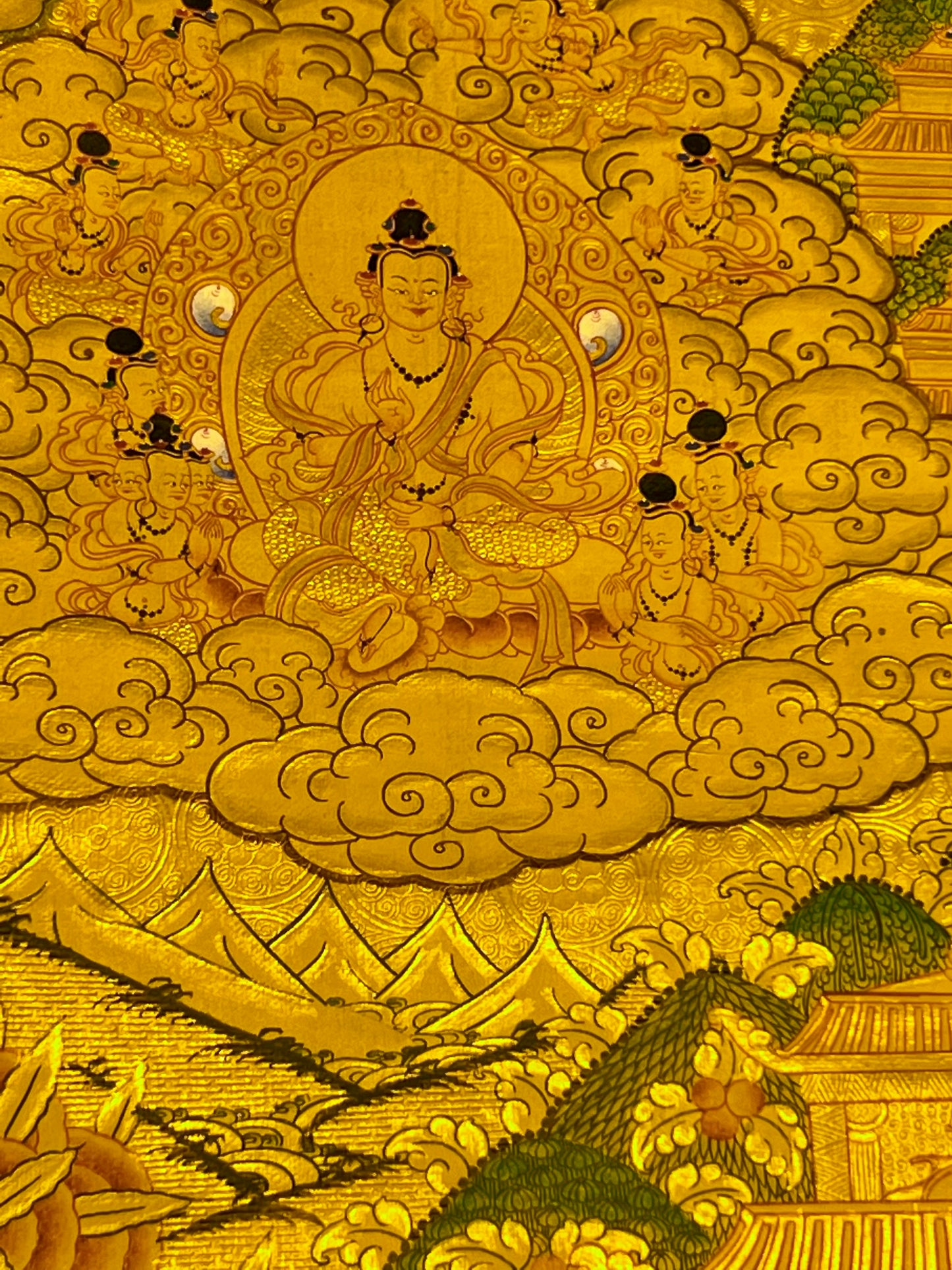 Shakyamuni Life Story Golden Unbrocaded Thangka