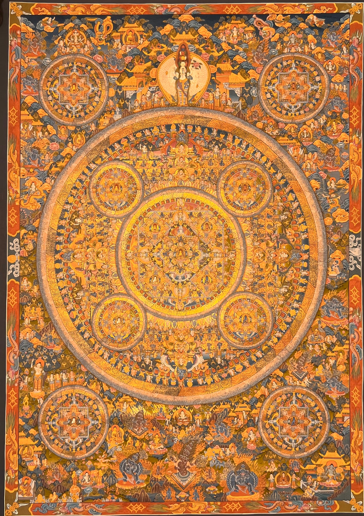 Shakyamuni Buddha Bodhisattva Mandala Unbrocaded Thangka