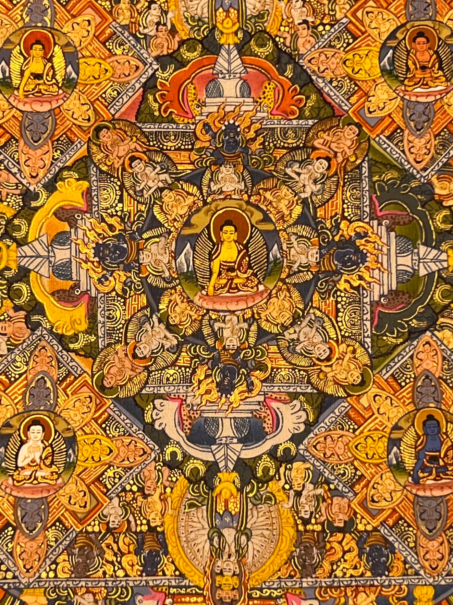 Shakyamuni Buddha Bodhisattva Mandala Unbrocaded Thangka