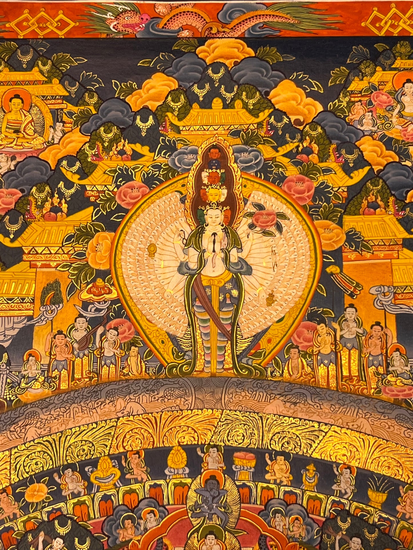 Shakyamuni Buddha Bodhisattva Mandala Unbrocaded Thangka