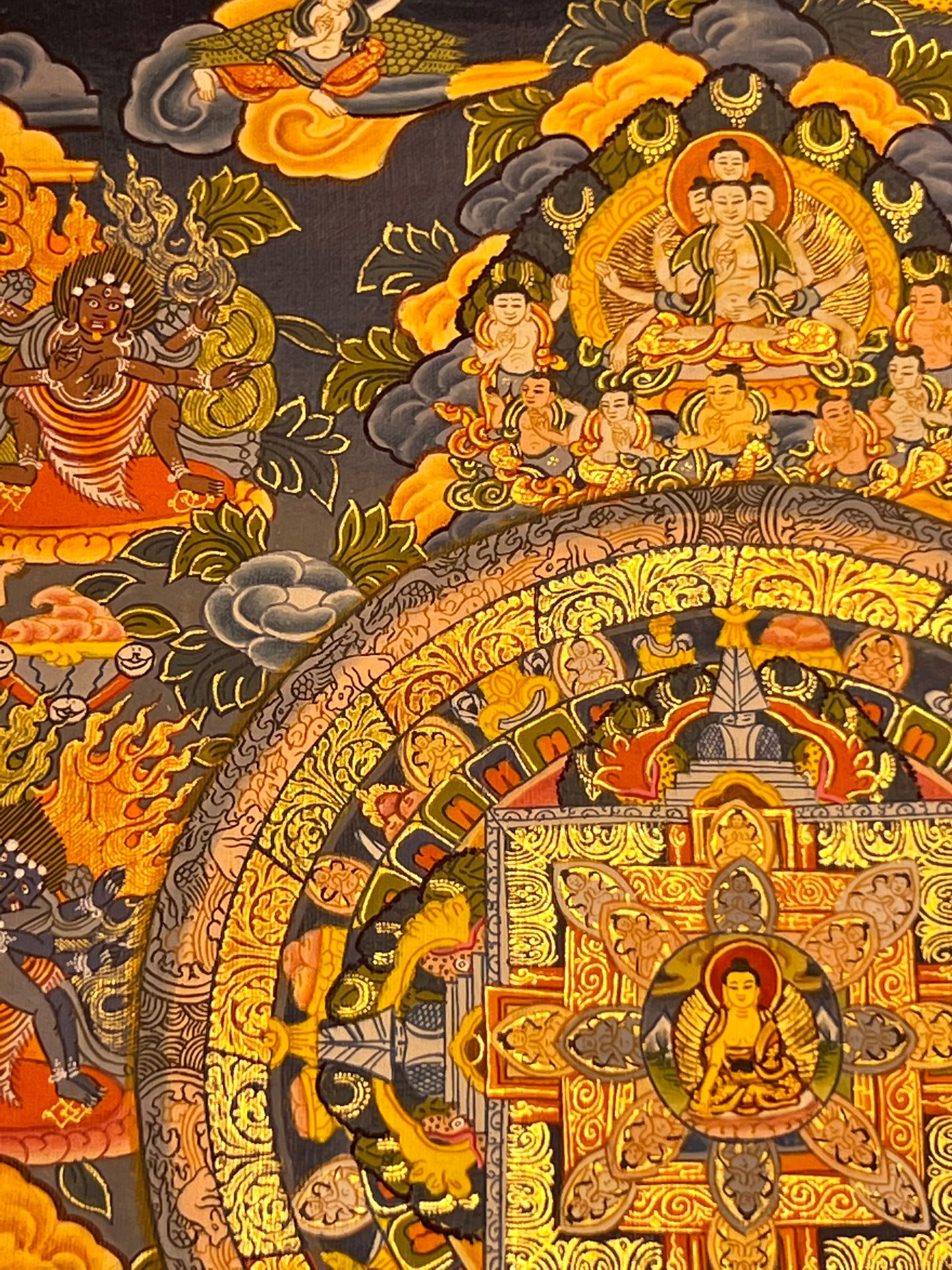 Shakyamuni Buddha Bodhisattva Mandala Unbrocaded Thangka