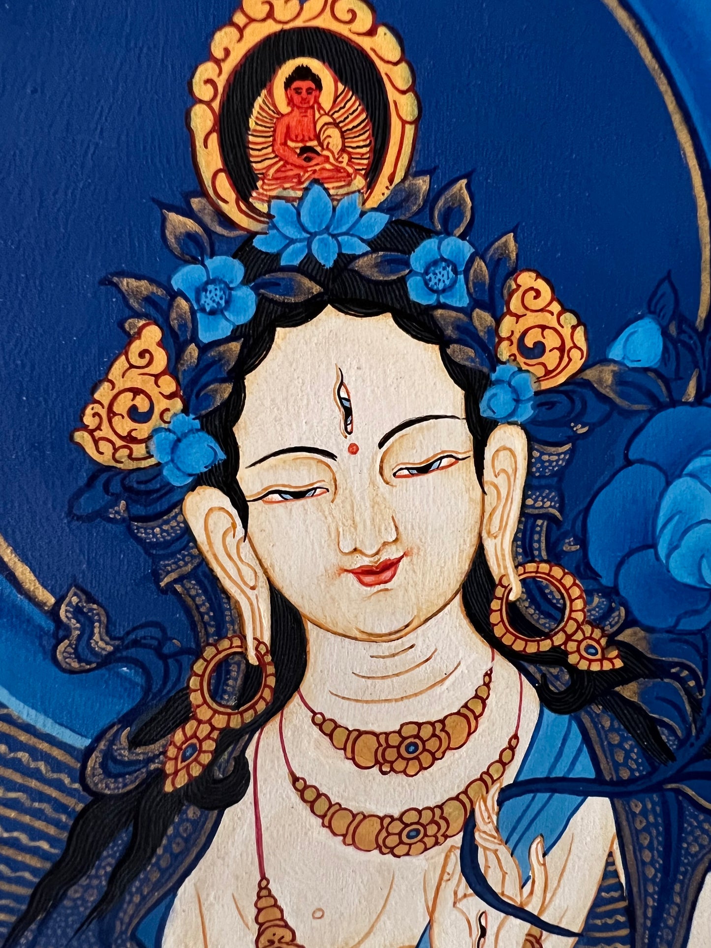 White Tara Blue Thangka