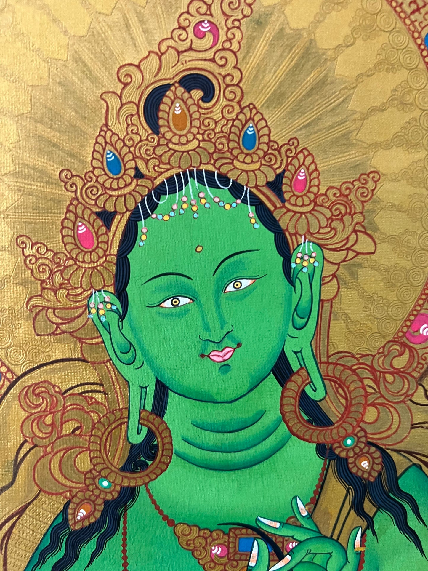 Green Tara Gold Thangka