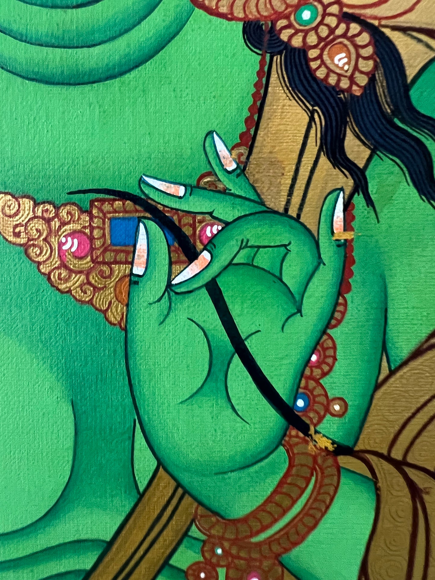 Green Tara Gold Thangka