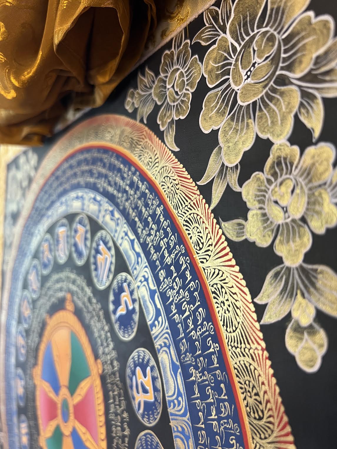 Blue Dharma Wheel Mandala Thangka