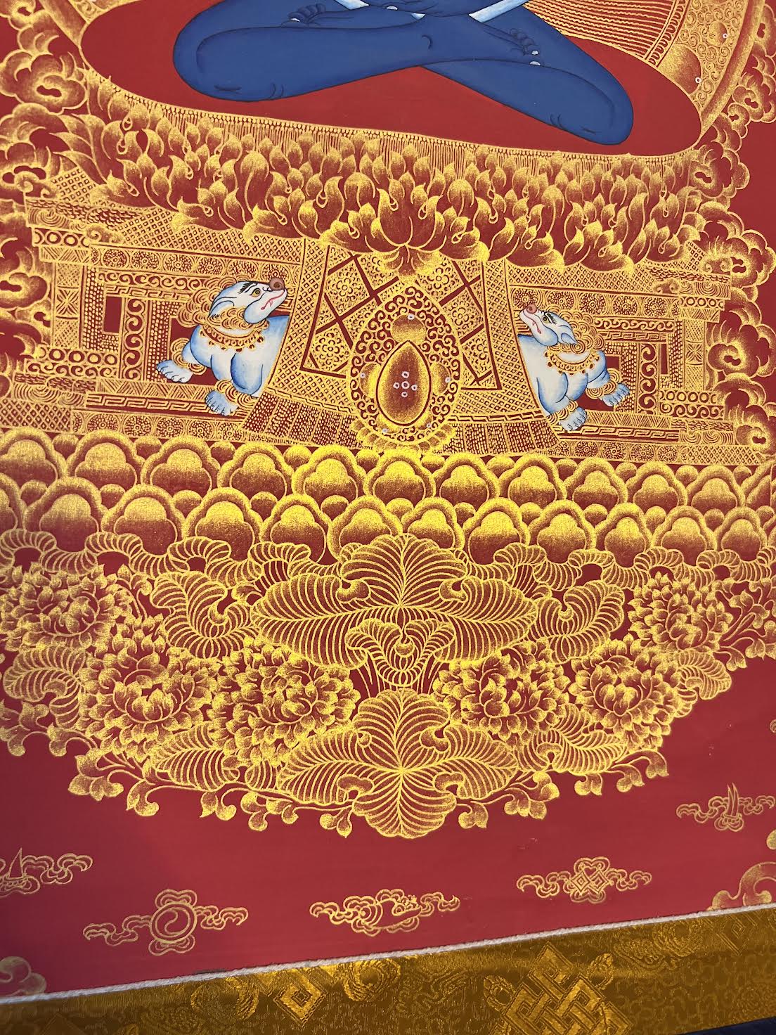 Samantabhadra With Consort Eight Auspicious Symbols Thangka